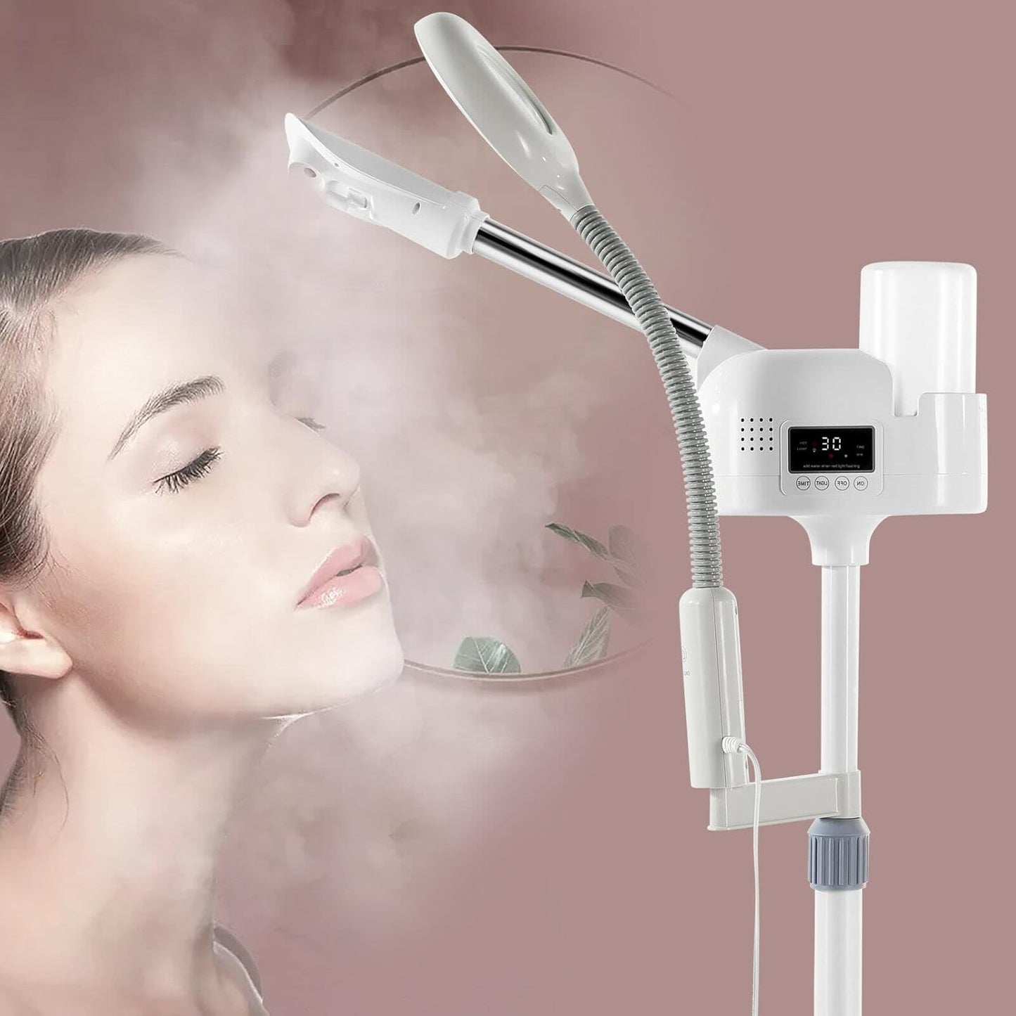 Professional 2 in 1 Facial Steamer Upgrade Esthetician Steamer with 5X LED Magnifying Lamp Beauty Salon Spa