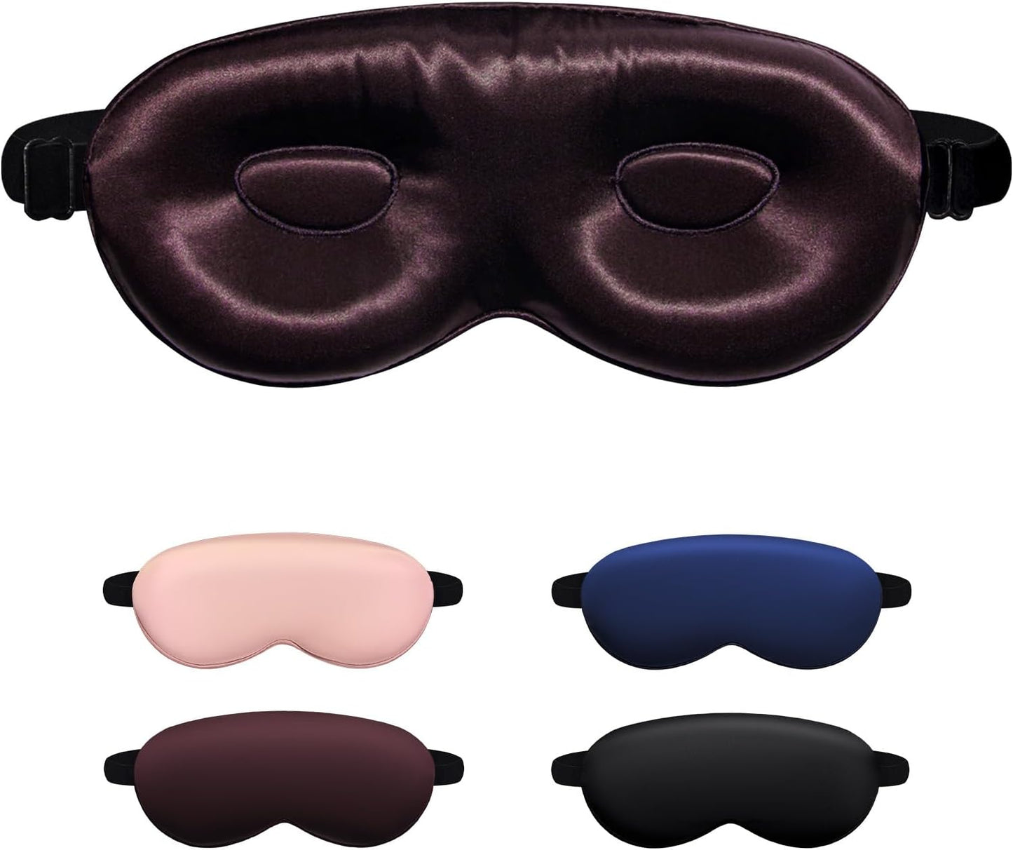 Luxury 22 Momme 100% Mulberry Silk Sleep Mask – 3D Eye Mask with Adjustable Strap, Gentle on Skin and Eyes, Provides Complete Light Blockage for Deep Sleep (Burgundy, Adjustable)