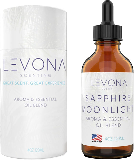 Levona Scent Essential Oils - Scents for Home, Hotel & Office Use - Perfect for Home Diffuser & Humidifiers - Aroma Fragrance Oil, Ideal for Massage, Relaxation, and Spa - Sapphire Moonlight, 120ml
