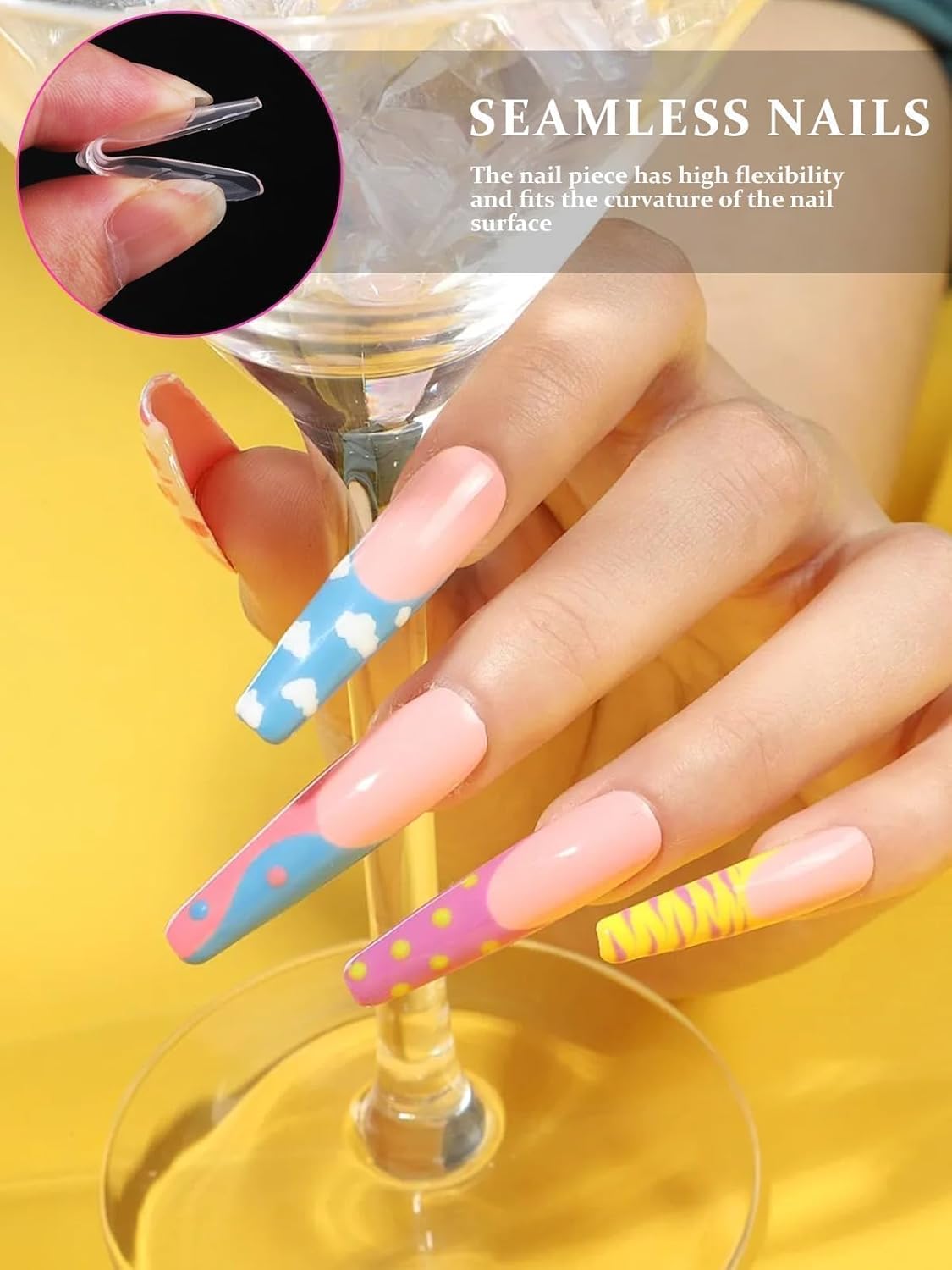 TOROKOM 120Pcs Poly Extension Gel Dual Nail Forms Clear Nail Forms Full Cover Coffin Nail Molds 12 Sizes for Gel Manicure Nail Art Design Salon&DIY