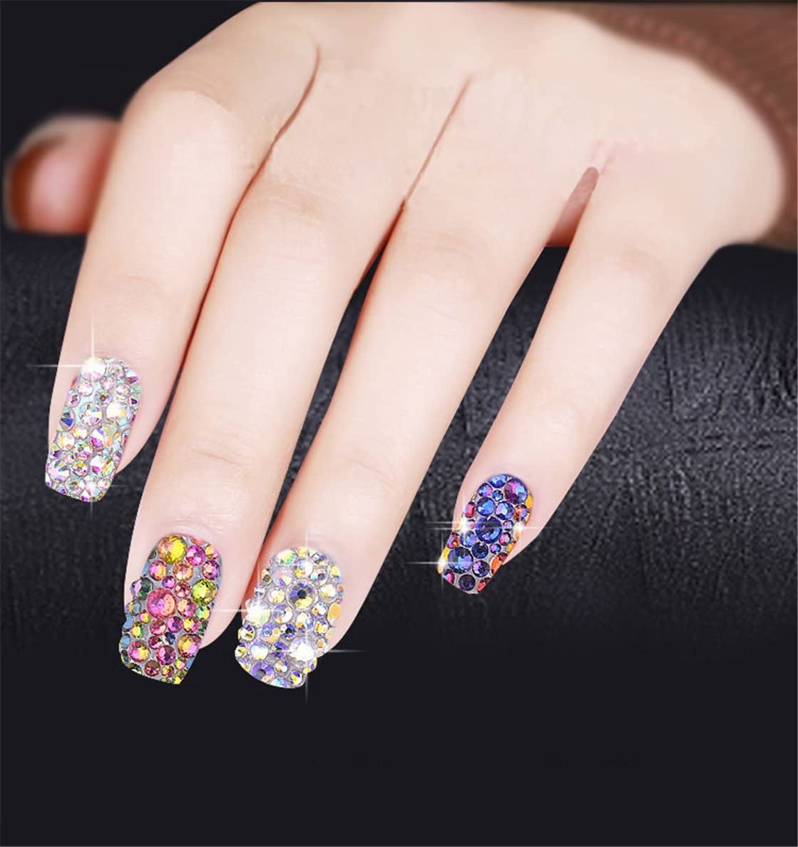 3000 Pieces SS12 3mm Flatback Rhinestones AB Clear Round Gems Crystals for Nail Art DIY Crafts Clothes Shoes Bags （Transparent Peacock Blue AB）