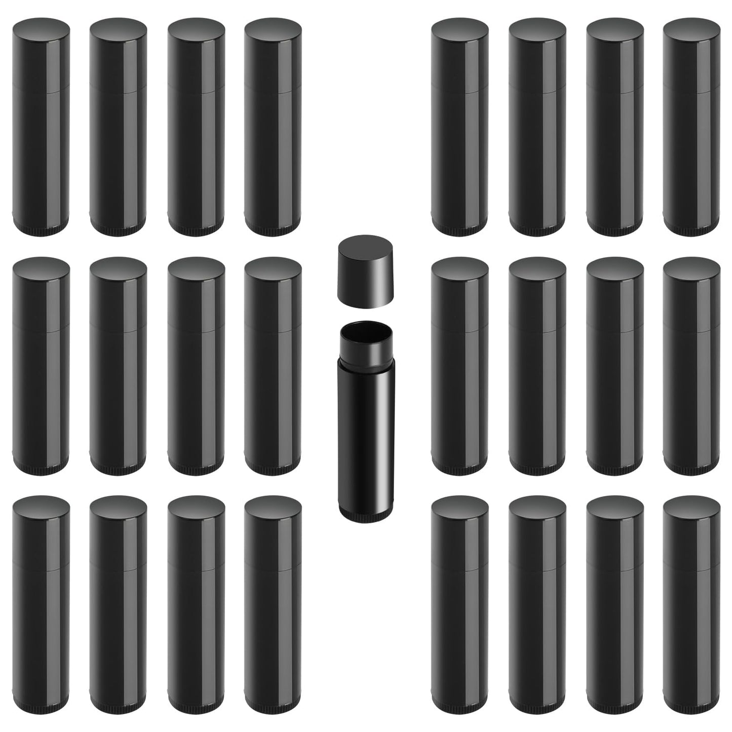 25PCS 5.5g Empty Lip Balm Tubes, Plastic Lip Balm Gloss Containers, Refillable Rotatable Deodorant Containers for DIY Lip Gloss Balm, Lipsticks, Solid Perfume, Black