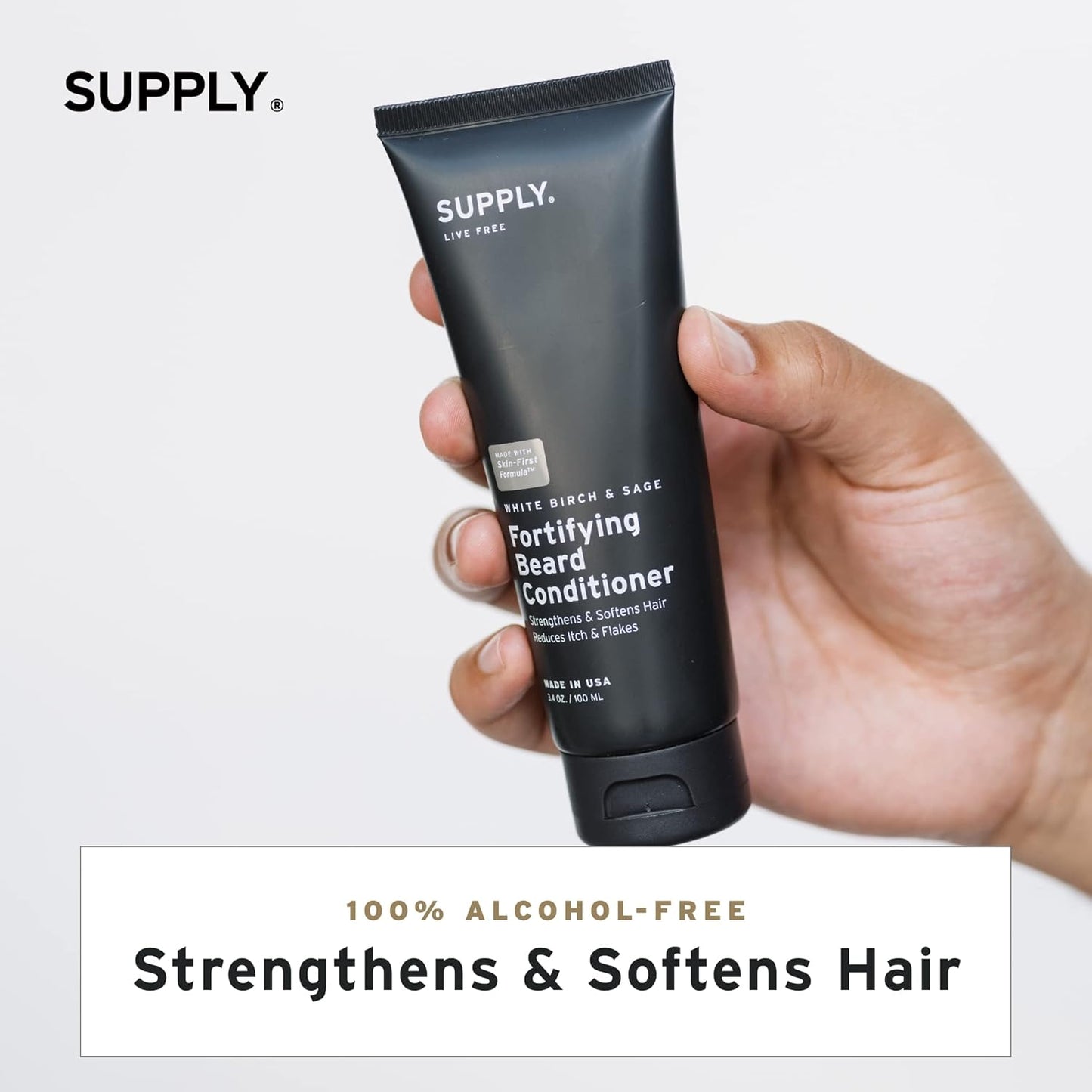 Supply Fortifying Beard Conditioner – Fast-Absorbing, Plant-Based Formula to Soften, Strengthen & Nourish Beard and Skin – Supports a Healthier, Softer Beard – 3.4oz