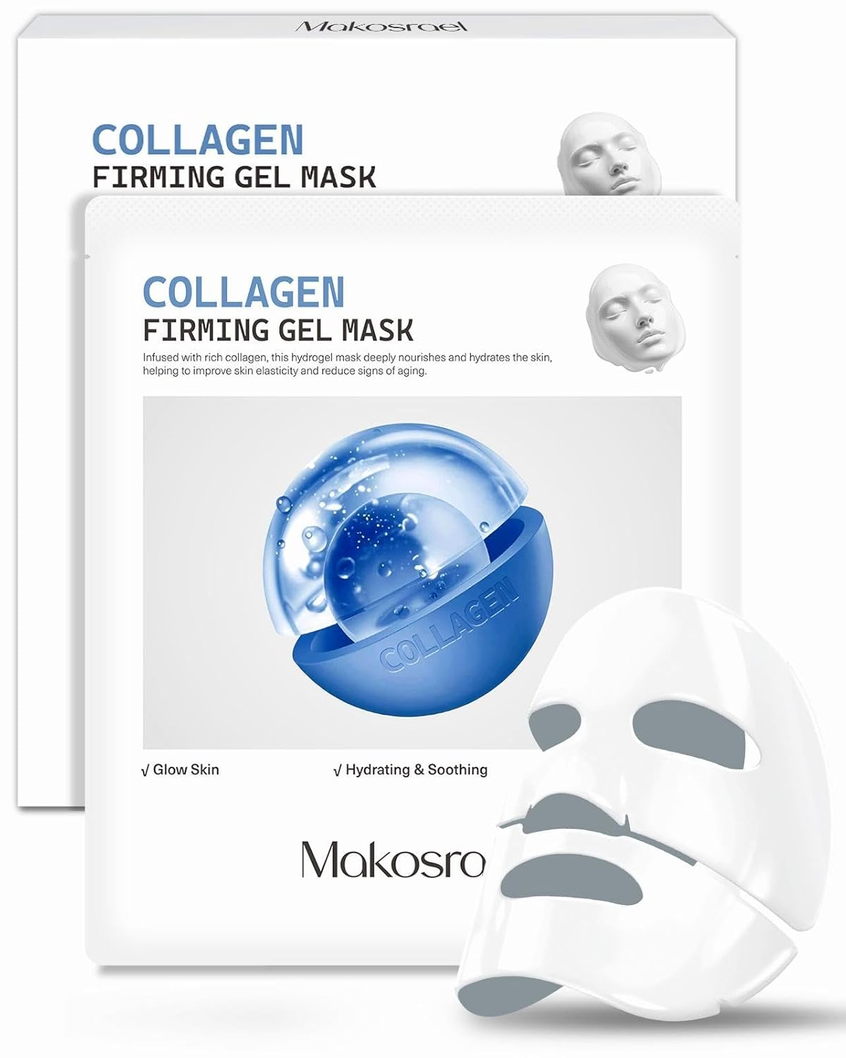 6 Pcs Bio-Collagen Face Mask, Overnight Hydrating Hydrogel Face Masks for All Skin Types - Fine Lines, Elasticity, Pore Minimizing, Firming, Glass Skin Korean Skin Care