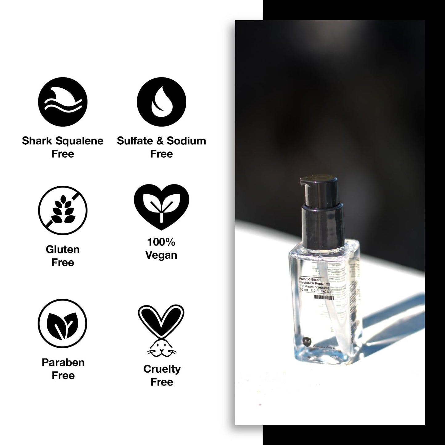 Number 4 Hair Oil, Fluoro5 Elixir Restore & Repair, Anti Frizz Serum for Damaged Hair, 2.0 oz – N4 Hair Care