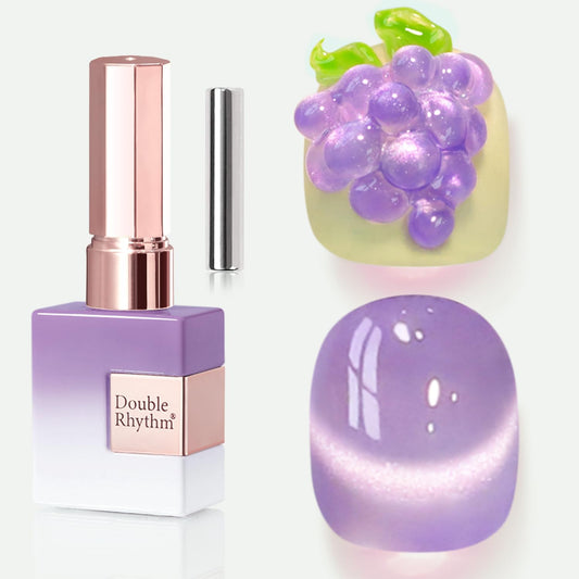 Double Rhythm 0.5 OZ Cat Eye Gel Polish with Magnet 15ML Holographic Glitter Shimmer Translucent Jelly Color Magnetic Nail Polish Salon DIY at Home (Lavender-MC1210)