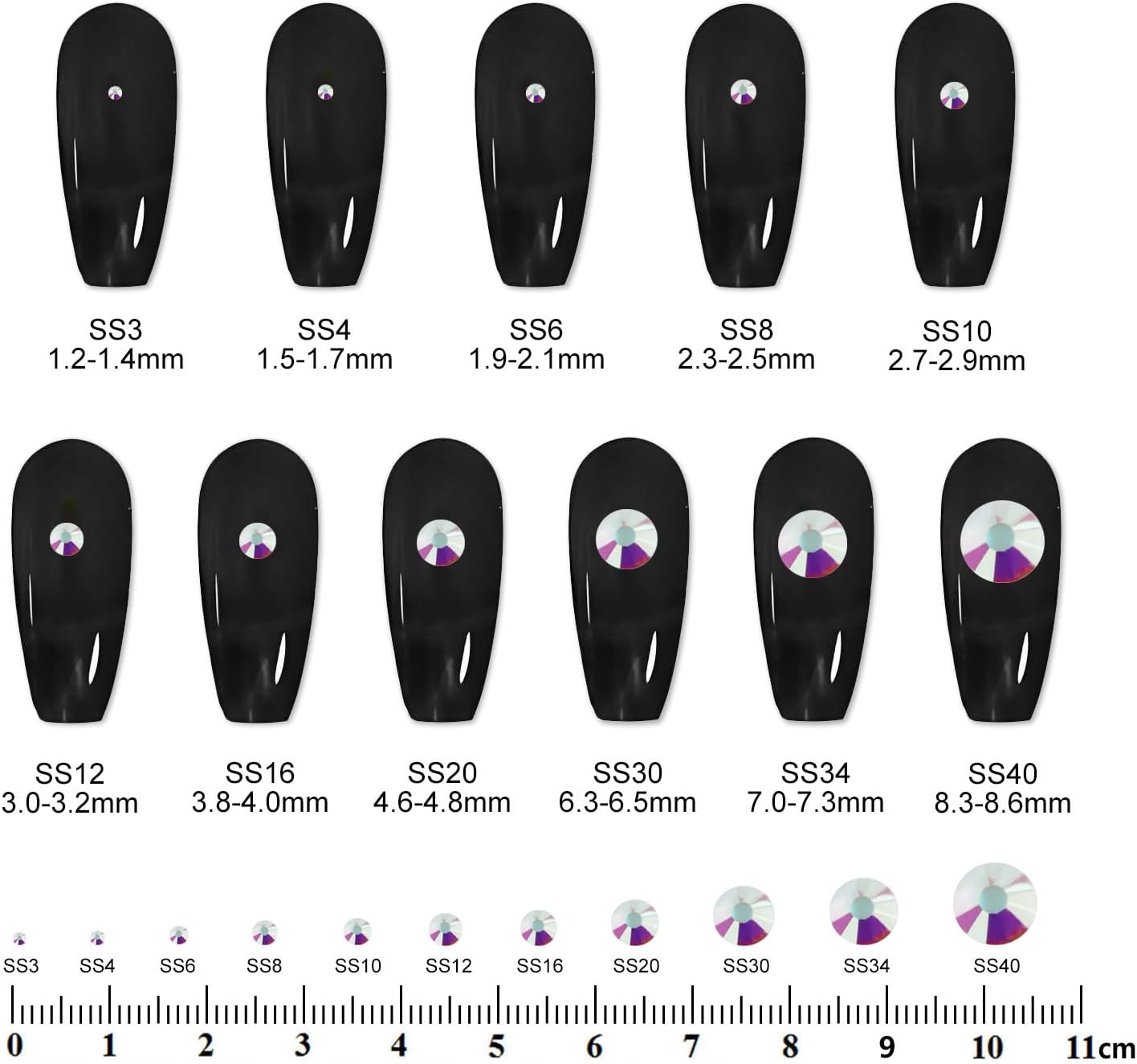 3000PCS SS10 Flatback Rhinestones | 12-Facet Diamond-Cut Glass Gems for Nail Art, Clothing, DIY Crafts |Glue-On Decoration Stones with Silver Backing(Transparent AB)