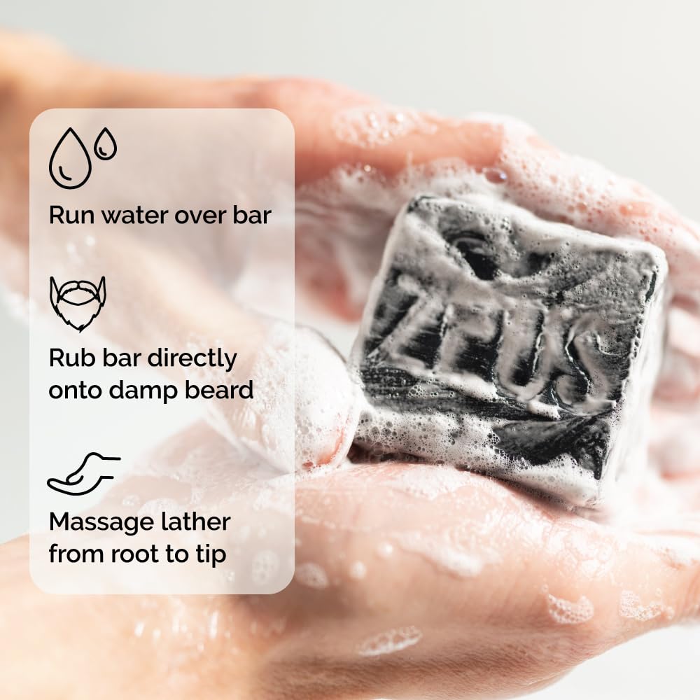 ZEUS Beard Wash Bar for Men, All-Natural Hydrating Shampoo, Skin-Clarifying Soap & Beard Care Cleanser with Natural Ingredients, Anti-Itch & Gentle on Skin (Made in USA) Vanilla Rum