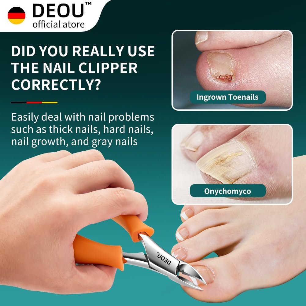 Podiatrist Toenail Clippers Ingrown Toenail Tools for Thick Nails and Inlaid Nails,Manicure and Pedicure Clippers,Heavy Duty Nail Clippers, Pedicure Tools (Orange+Nail Remover)