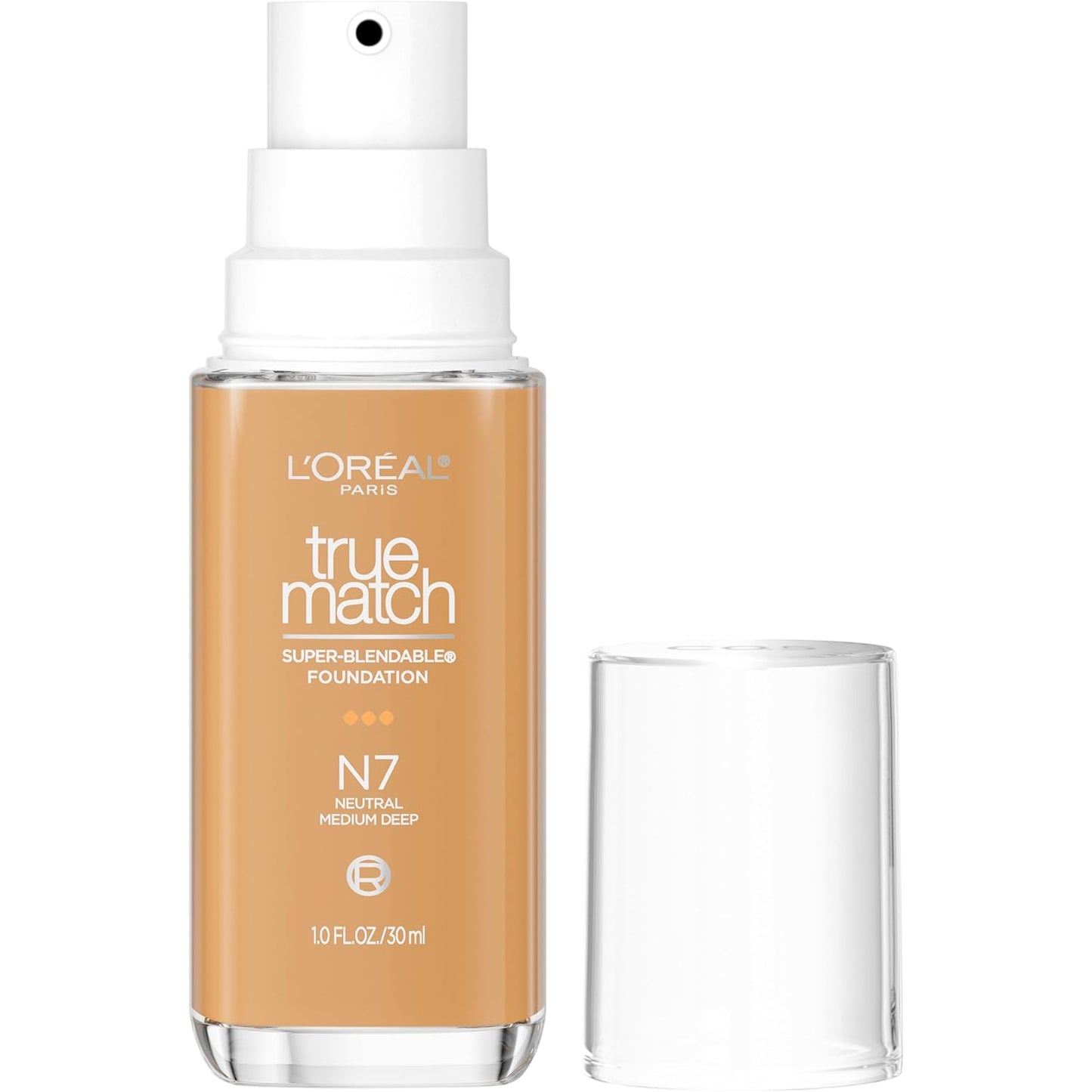 L'Oreal Paris True Match Super-Blendable Foundation, Medium Coverage Liquid Foundation Makeup, N7, Medium Deep, 1 Fl Oz