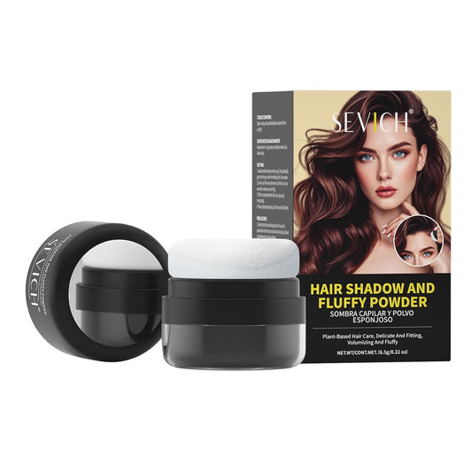 SEVICH 2-in-1 Hairline Powder & Volumizing Powder for Gray Coverage & Fluffy Roots – Oil-Absorbing, Natural-Looking, Travel-Friendly with Mirror – Black 6.5g