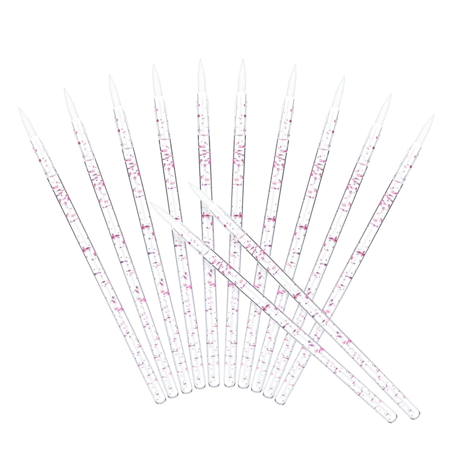 G2PLUS 100PCS Disposable Liner Brushes, Eyebrow and Liner Brush Applicator, Cosmetic Eye Wands for Lip Liners, Eye Makeup, Eyelashes and Detail Painting (Crystal Pink)
