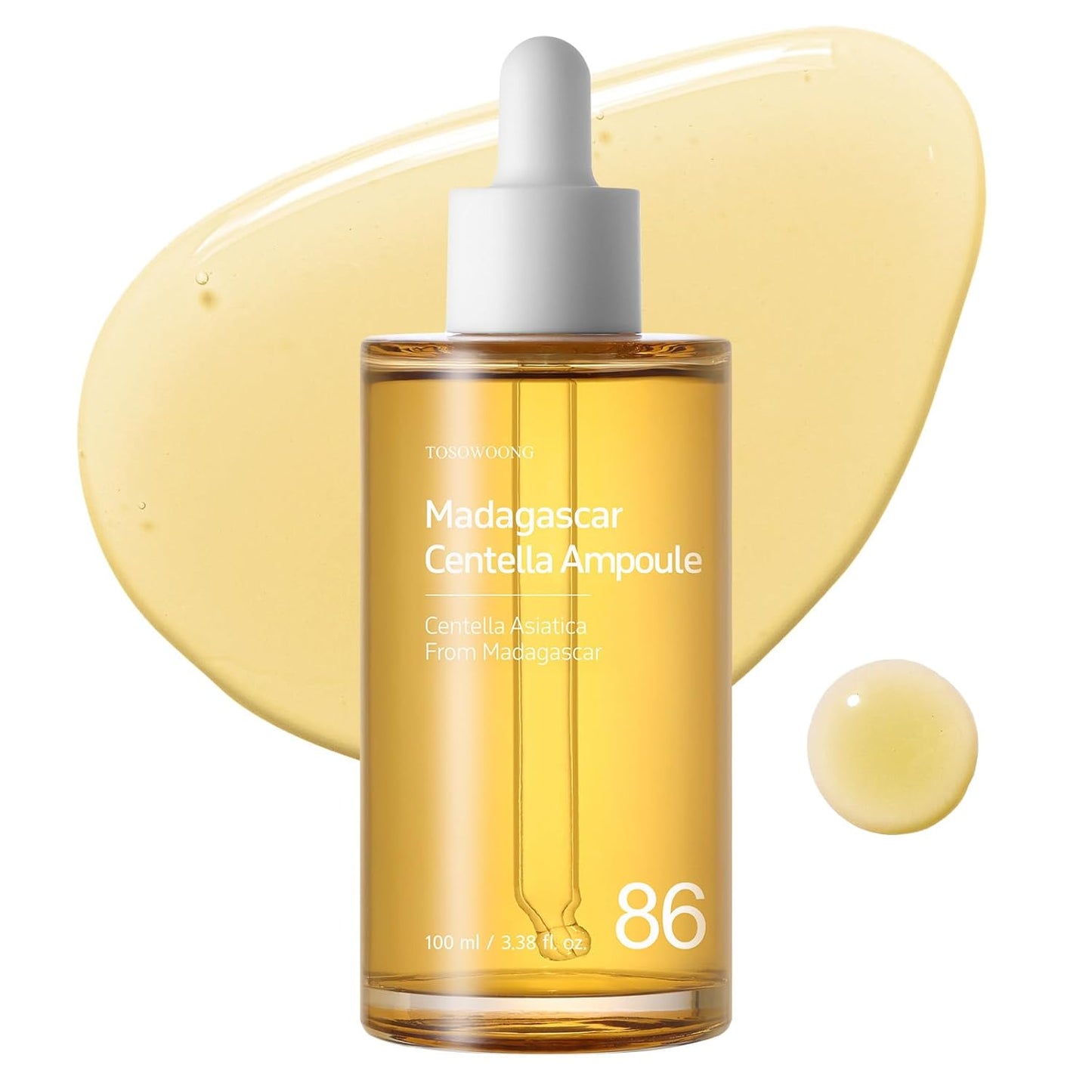 Madagascar Centella 86% Ampoule with 860,048ppm Centella Asiatica, Soothing, Calming, Facial Serum for face, for All Skin Types, Korean Skin Care, 100ml, 3.38 fl.oz.