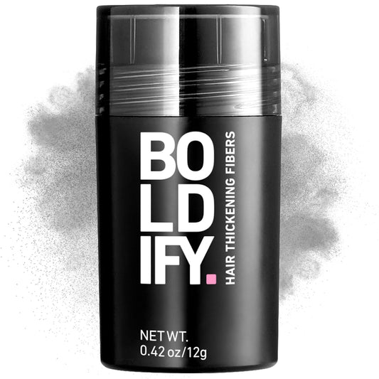 BOLDIFY Hair Fibers (12g) - Fill In Thinning and Fine Hair for an Instantly Fuller, Thicker Look - 14 Shades for Women & Men - Gray