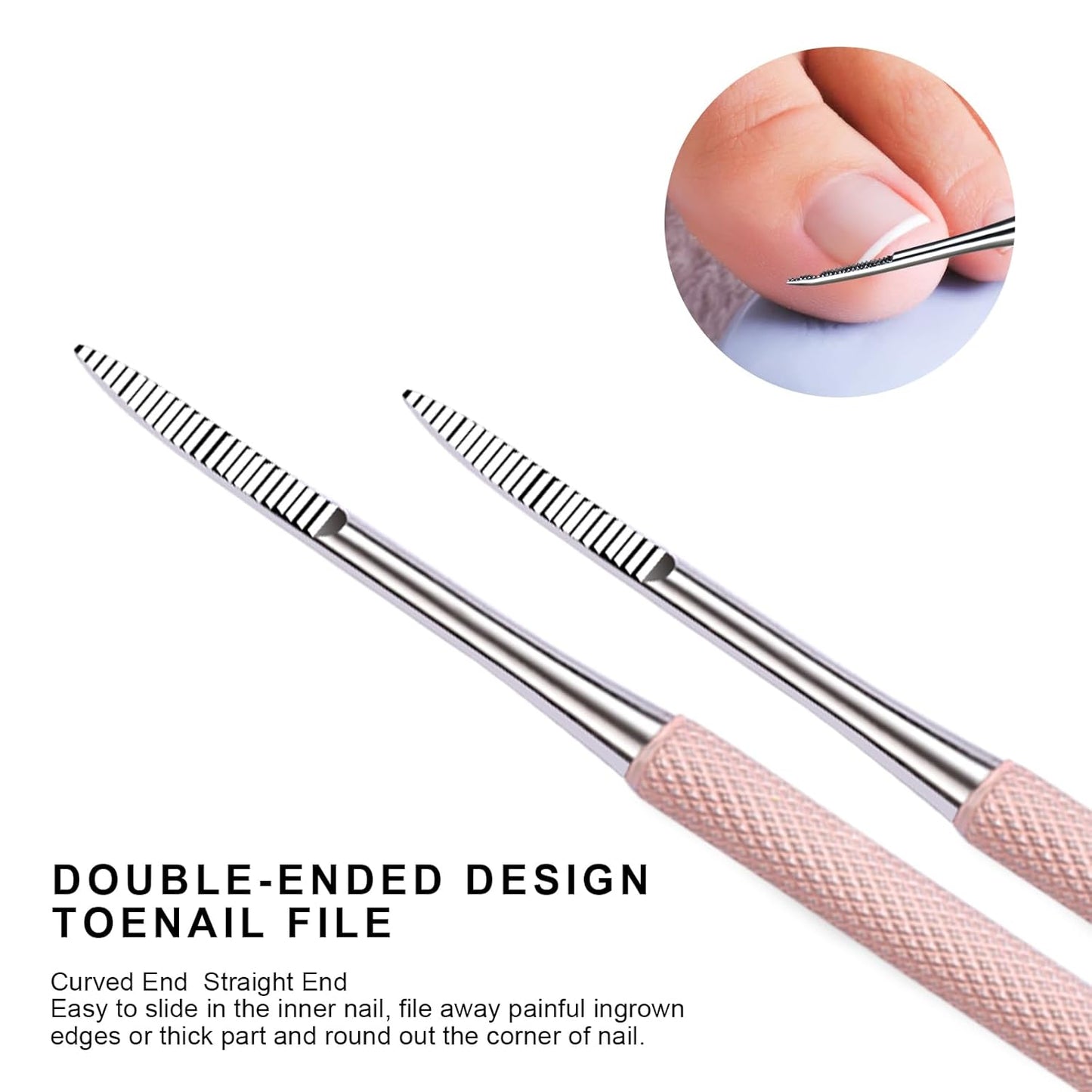 Teenitor Pedicure Tools for Feet, Toenail File and Lifters, Ingrown Toenail Removal Kit Pain Relief (Pink)
