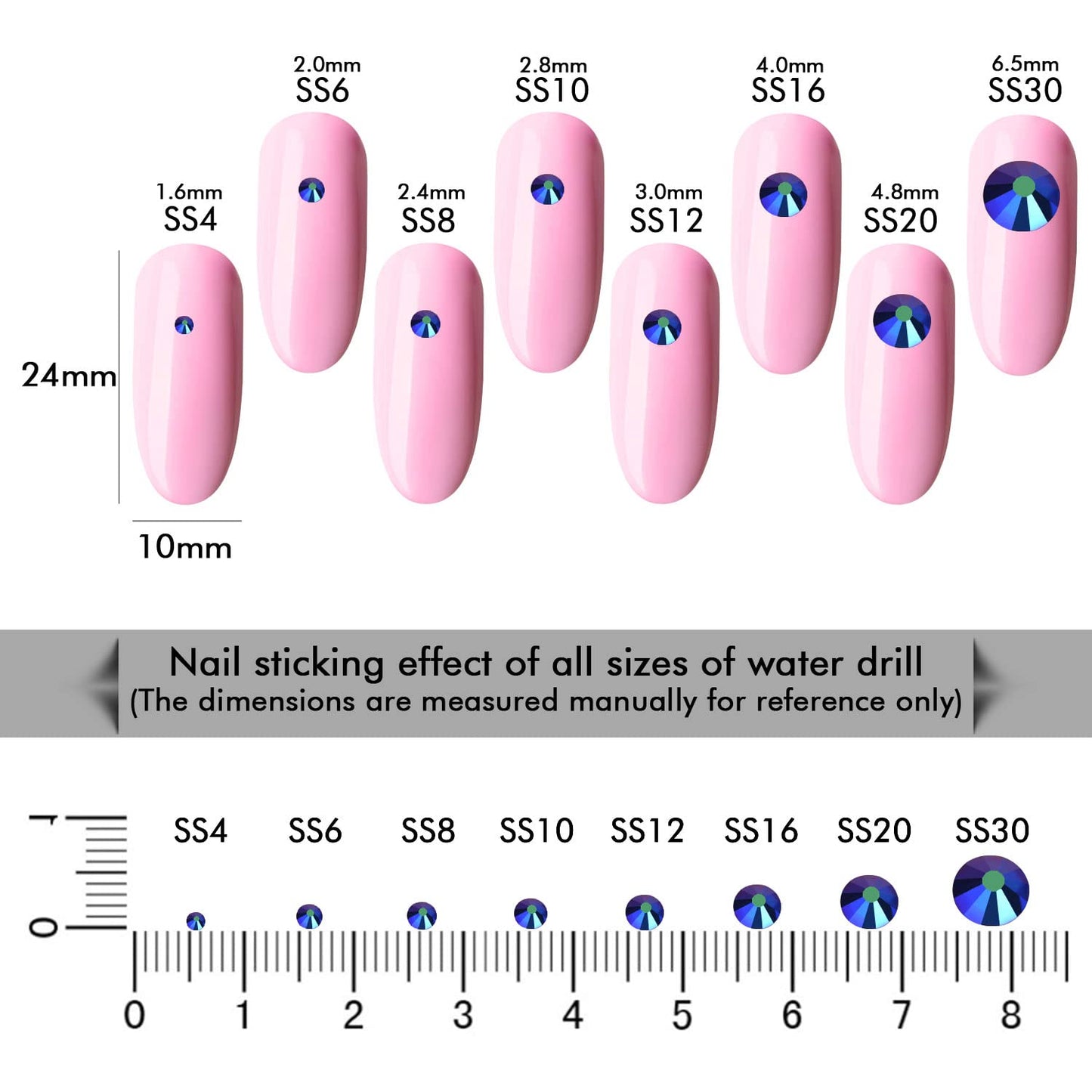 1440Pcs Jet Ab Crystal Rhinestones,Glass Flatback Rhinestones Small Gemstones for Nail Face Makeup Art Crafts Clothes Decoration -(SS10,2.8mm,Jet Ab)