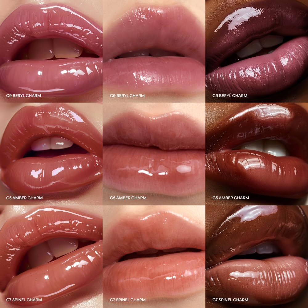 ENTROPY Makeup 2-in-1 Charm Shiny Glowy Lip & Cheek Gloss Tint Keychain, High Pigment Glossy Lip Color & Plumping Gloss, C1 Opal Charm