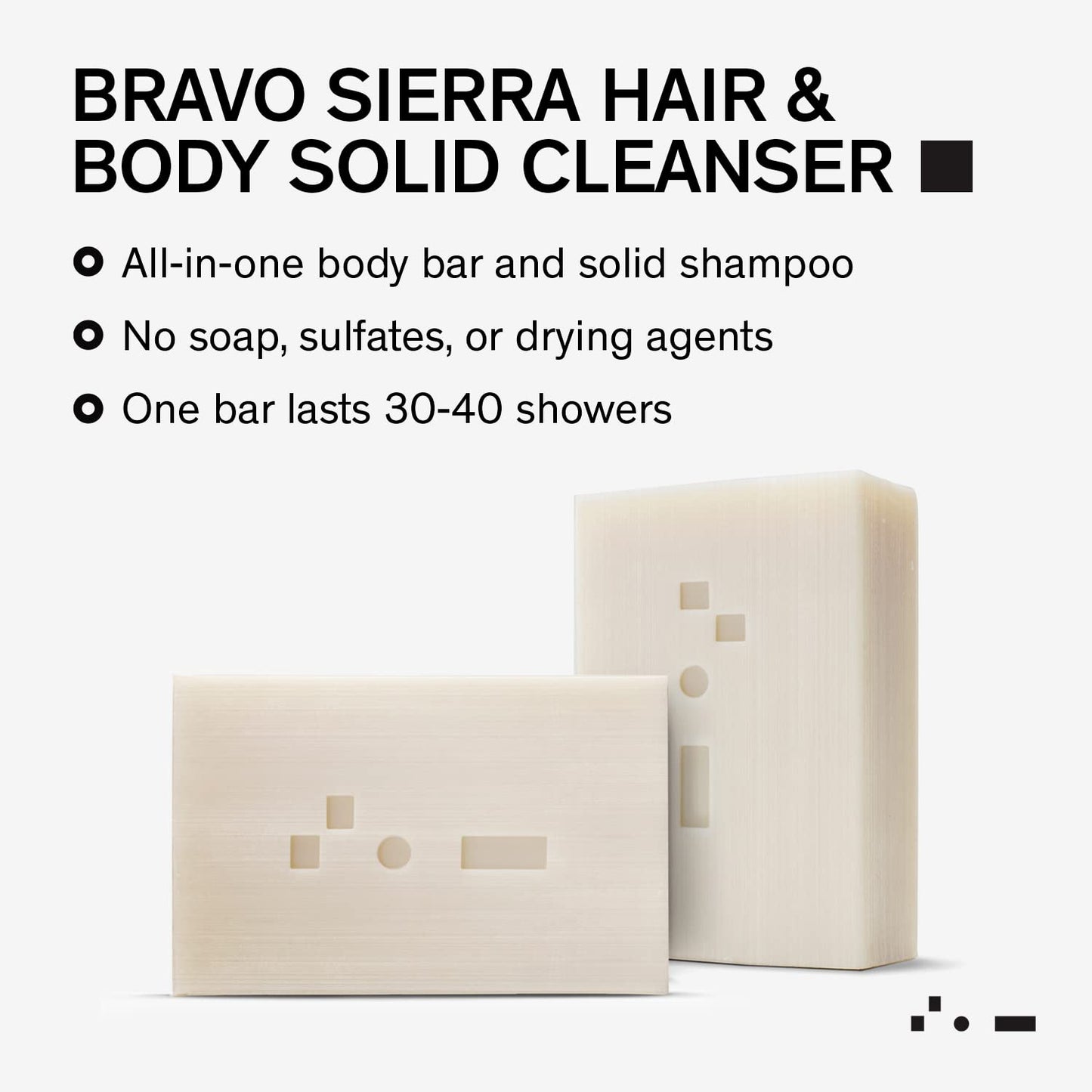 Bravo Sierra Body and Hair Shampoo Bar All-In-One Mens Solid Cleanser Soap for Face & Body - 3-Pack (White Vetiver & Cedarwood) - Coconut, Shea Butter for Soft Skin & Hair