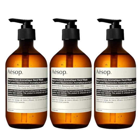 Aesop Resurrection Aromatique Hand Wash | Gentle Cleanser with Orange, Rosemary and Lavender Oils | 500mL / 16.9 oz (Pack of 3)