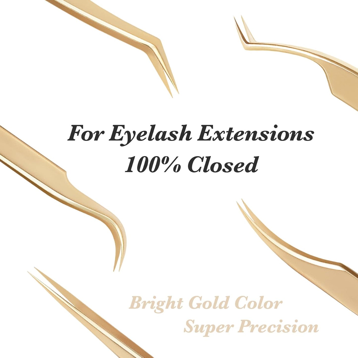 Tweezer Eyelash Extensions 1 PCS Stainless Steel Curved Pointy Dolphin Tweezer Isolation Professional Precision Supplies False Lash Application Tools for Lash Tech, Lash Artist Beginner(Golden)