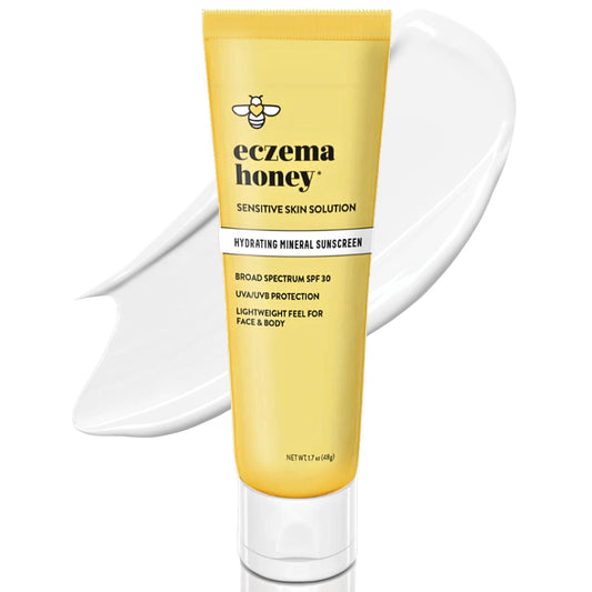 Eczema Honey Hydrating Mineral Sunscreen - Lightweight SPF 30 Sun Cream - Body & Face Sunscreen for All Ages (1.7 Oz)