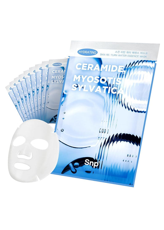 SNP Skin Return Hydrating Essence Sheet Mask | Moisturizing and Protecting for All Skin Types | Vegan Sheet Masks with Ceramide NP | Korean Face Masks Skincare | Facial Mask | 10 Sheets