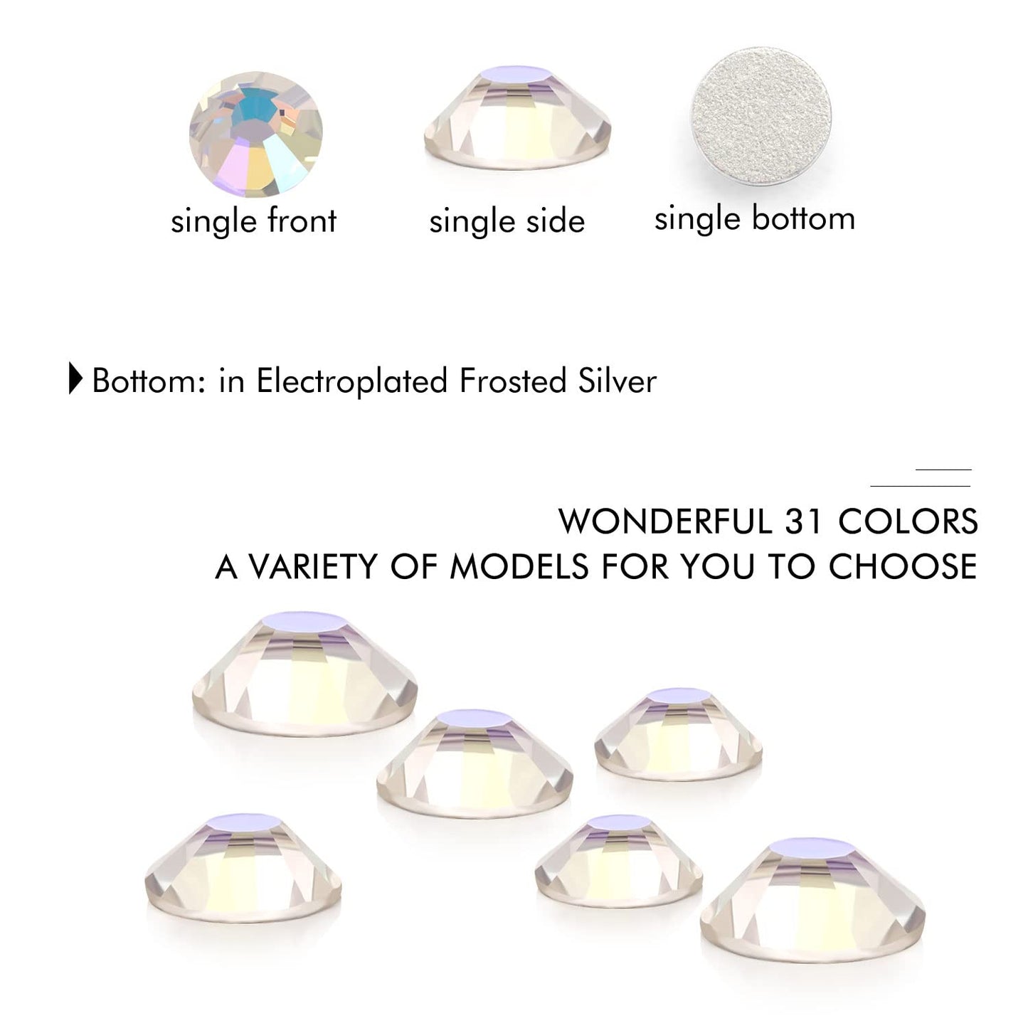 3000Pcs Moonlight Crystal Rhinestones,Glass Flatback Rhinestones Small Gemstones for Nail Face Makeup Art Crafts Clothes Decoration -(SS4,1.6mm,Moonlight)