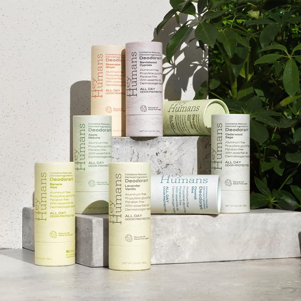 Hey Humans Deodorant, Aluminum Free Deodorant for Women and Men, Contains Naturally Derived Ingredients, All Day Odor Control, Refreshing Deodorant Essential Oils, Banana Aloe