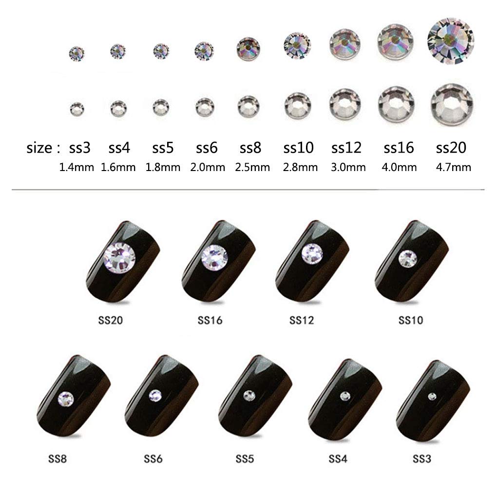 Rhinestones flat back gems round DIY decorative Nail Face and apparel accessories ss3-20 mix size(4320pcs five color)