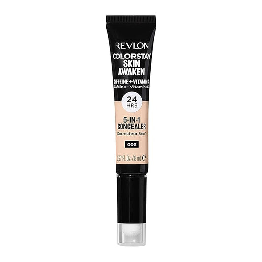 Revlon ColorStay Skin Awaken 5-in-1 Concealer, Lightweight, Creamy Longlasting Face Makeup with Caffeine & Vitamin C, For Imperfections, Dark Circles & Redness, 003 Cool Ivory, 0.27 fl oz