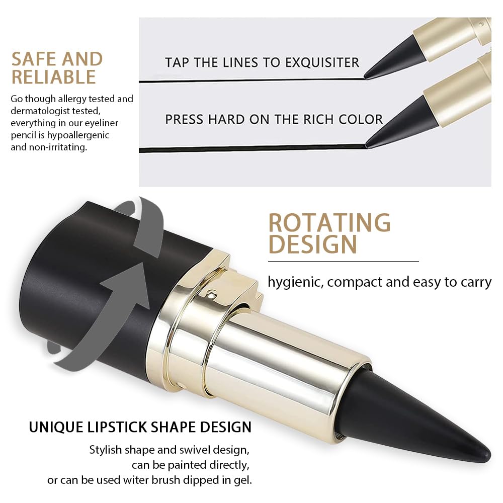Kaely 2Pcs Black Gray Gel Eyeliner Pencil,Natural Cream Eye Liner Waterproof Smudge Proof,Cat Eye Black Smokey Eyeshadow Palette Stick Crayon,Goth Halloween Makeup,delineador de ojos contra el agua