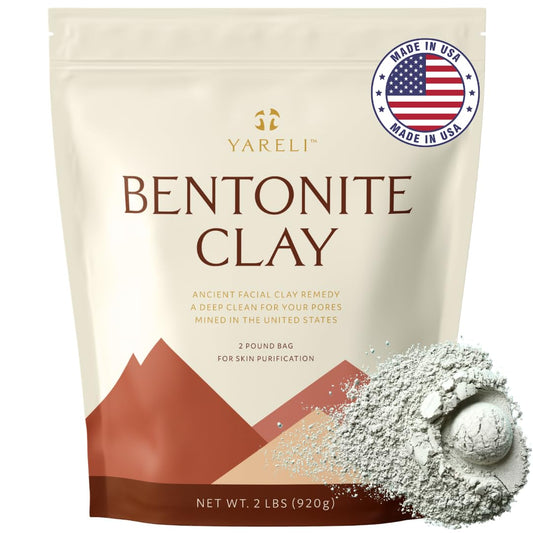 Bentonite Clay Powder Facial Mask & Cleansing Bath, Pure Indian Healing Clay, 2lb (32oz)