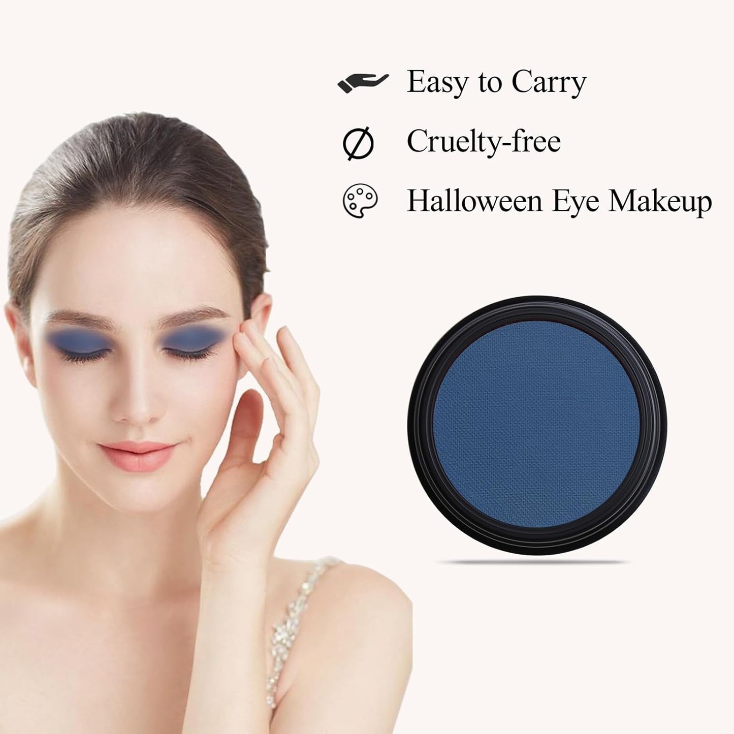 Single Blue Eyeshadow, Pressed Powder Matte Eye-Shadow Palette Make-up, Blendable Long Lasting High Pigment Blue Eye Makeup Halloween Eye Paint & Face Body Paint