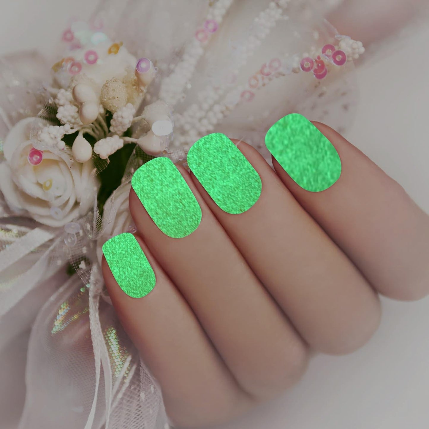 JERCLITY 168 Pieces 12 Sheets Luminous Solid Color Nail Polish Strips Glow in The Dark Nail Wraps for Short Nails Nail Decals Self-Adhesive Nail Stickers Full Nail Wraps for Women Girls Nail Art