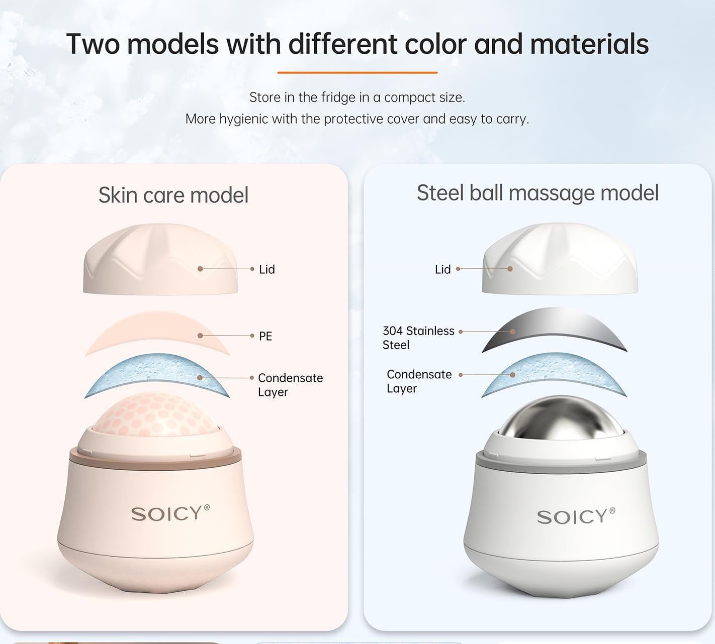 OPENDGO Facial Ice Roller 360° Rotating Massager Roller Ball Cooling Face Ice Roller for Reduce Puffiness and Relief Migraine, Pain,Ice Face Eye Massage Roller, Skin Care Tools