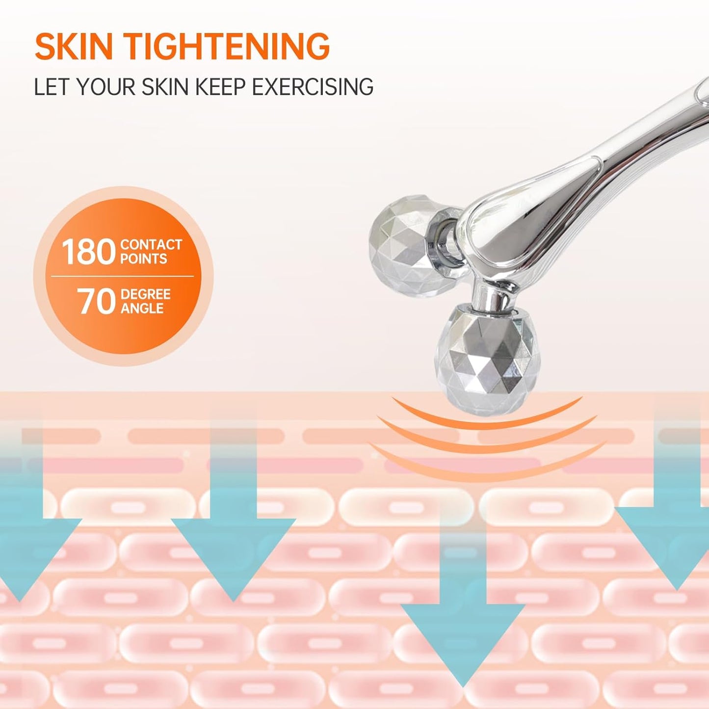 Metal Facial Roller Massager, 3D Cooling Face Massage Tool for Reduce Puffiness, Remove Eye Wrinkles, Face Lifting, Increase Firmness, Anti-Aging, Skin Tightening