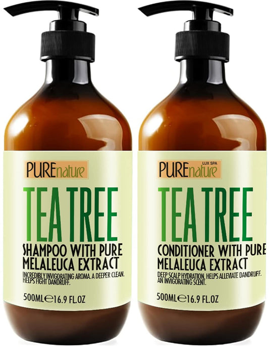 Tea Tree Oil Shampoo and Conditioner Set - Sulfate and Paraben Free Treatment for Oily Hair and to Help Reduce Your Itchy and Dry Scalp - Healthy Anti Dandruff Formula for Men and Women
