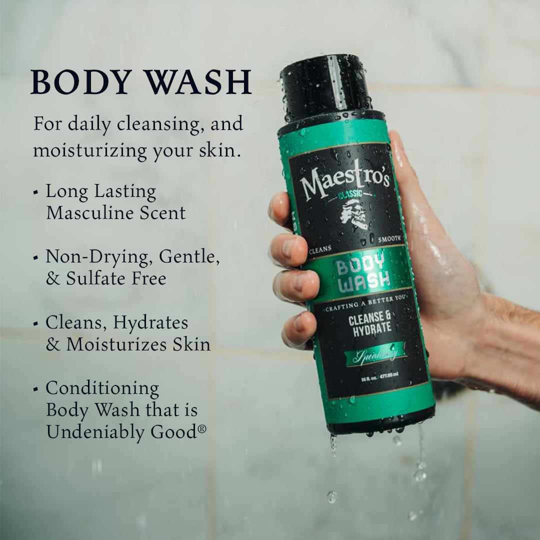 Maestro's Classic BATH WASH - Conditioning Bath Wash, Cleans and Hydrates, Speakeasy Blend, 16 Ounce