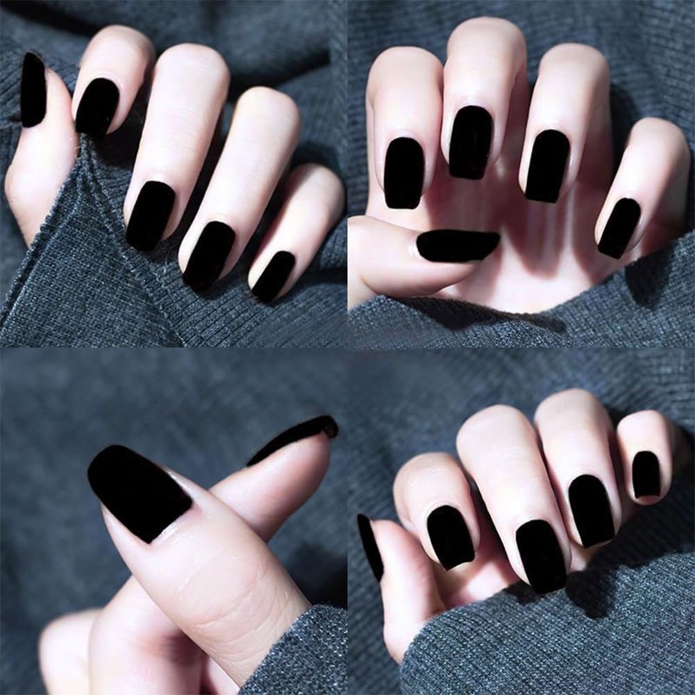 COSMOO 12ml Black Matte Nail Polish, Quick Dry Nail Lacquer for Nail Art Varnish, Mist Effect Matte Finish Velvet Nail Polish, 0.41 fl oz (Black, 0.41 fl oz)