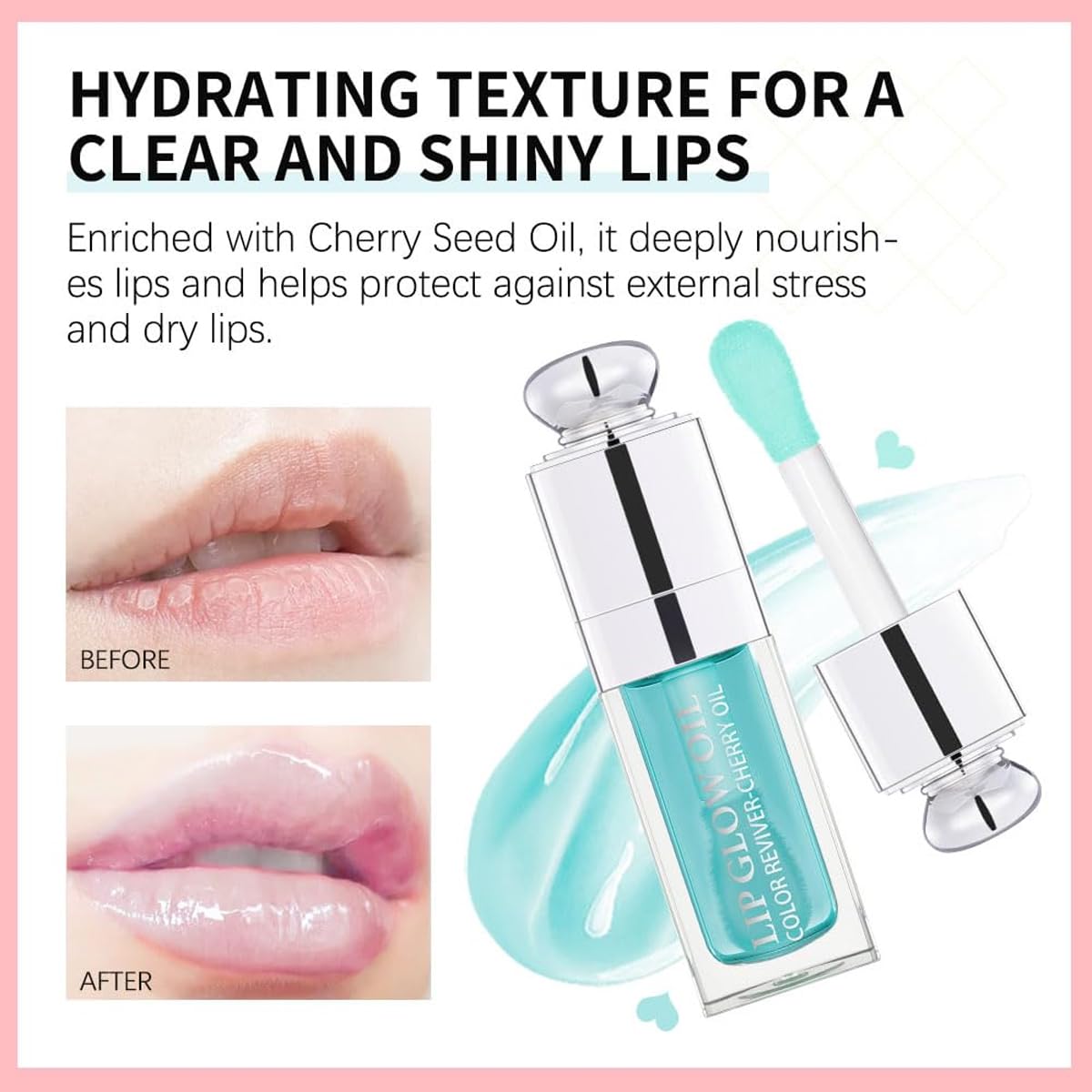 Hydrating Lip Glow Oil, Lip Oil Gloss Transparent Toot Tinted Nourishing Long Lasting Repairing Lightening Lip Lines (SAKURA) 0.2 OZ