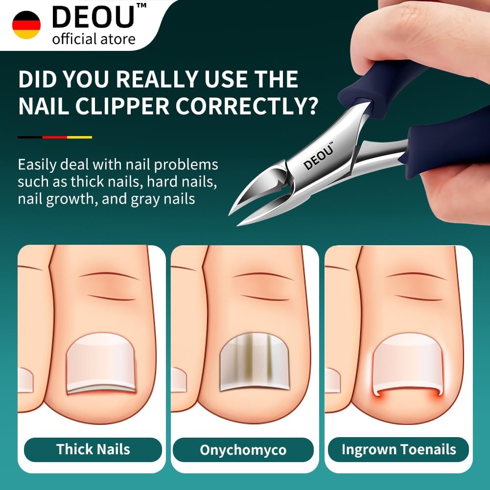 Podiatrist Toenail Clippers Ingrown Toenail Tools for Thick Nails and Inlaid Nails,Manicure and Pedicure Clippers,Heavy Duty Nail Clippers, Pedicure Tools (Dark Blue+Nail Remover)