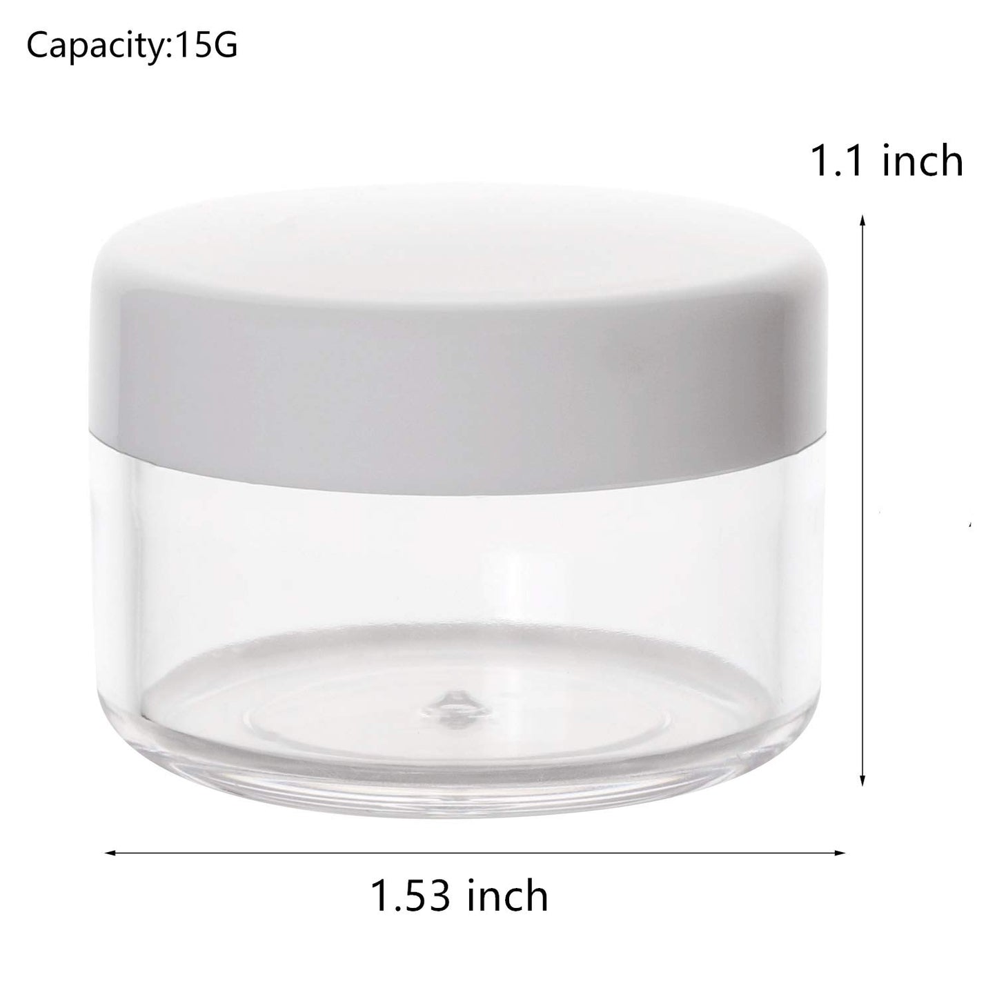 100 Count Empty Makeup Jars 15g Cosmetic Containers with Lids Leak Proof Sample Containers Refillable Plastic Containers - White