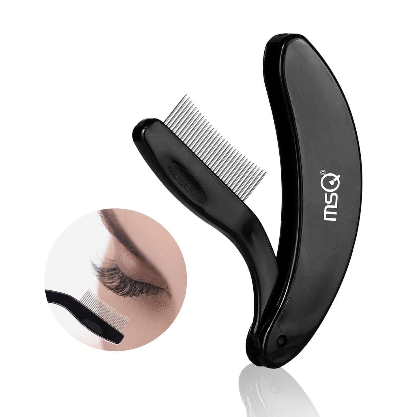 Eyelash Comb MSQ Eyelash Separator Tool Eyelash Comb Separator Folding Eyelash Brush Separator Lash Comb for Eyelash Makeup Brush (Black)