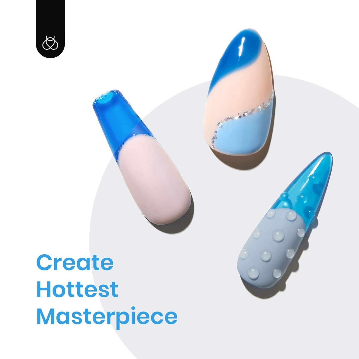 Beetles Blue Gel Polish, 6 Colors Jelly Blue Gel Polish Sliver Glitter Nude Gray Translucent Nail Polish Chasing Breeze Jelly Gel Nail Art Design Soak off Nails Manicure for Girls Women