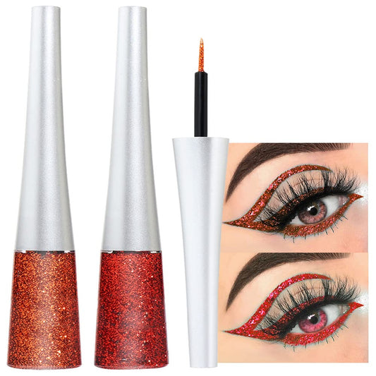 evpct 2Pcs Bronzer Red Color Liquid Glitter Eyeliner Set, Long-wearing and Waterproof