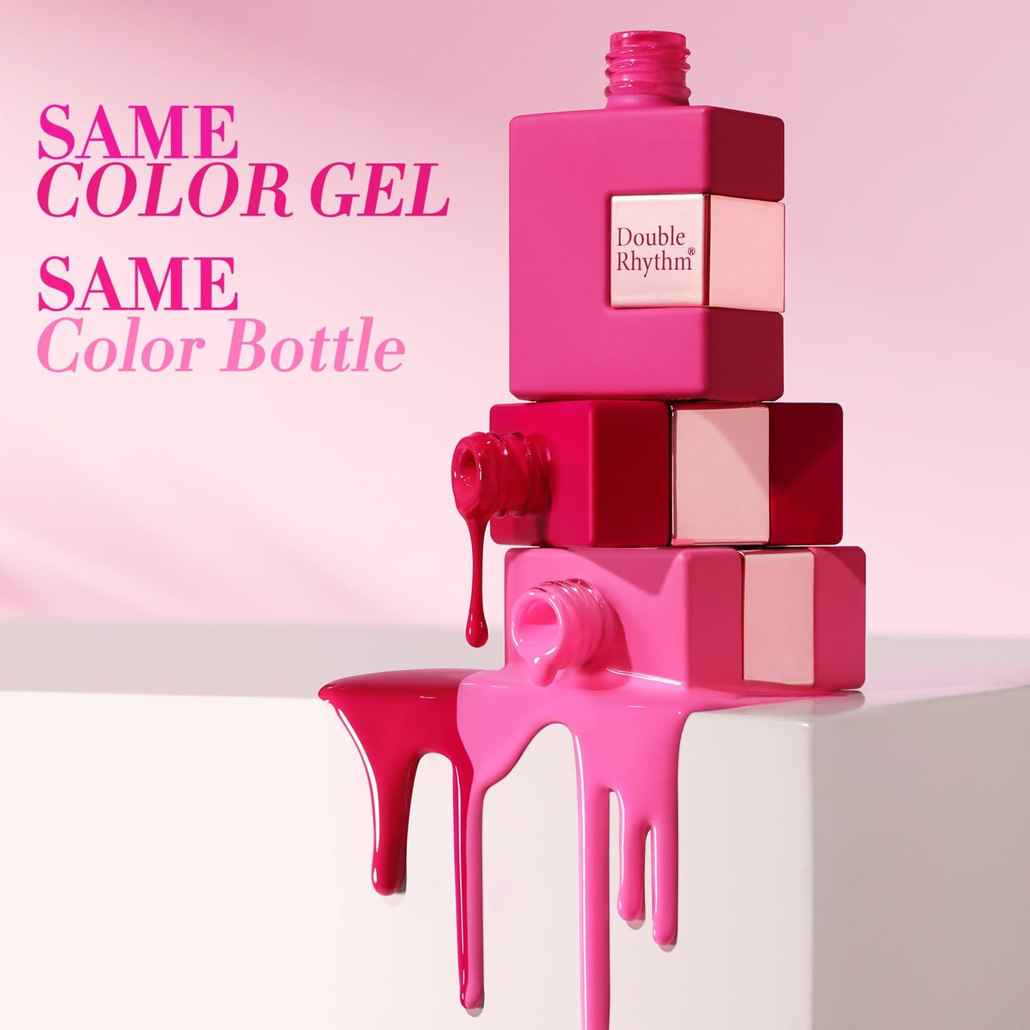 Double Rhythm 6 Pcs 15 ML Gel Polish Set Same Color Same Bottle Soak Off Gel Polish Kit Nail Art Manicure Salon DIY at Home for Women (Neon Light Pink Purple Burgundy Red-T6-8)