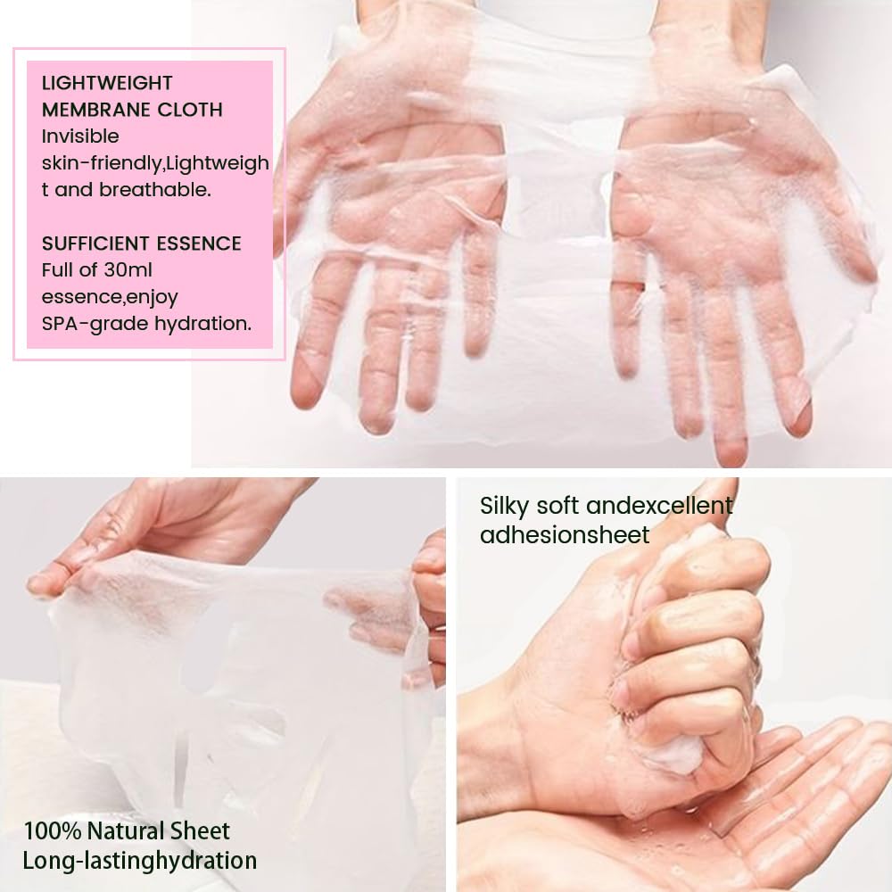 8 Pack Rose Kids Face Mask,Pink Face Masks Skincare Spa Day Kit Supplies,Spa Party Favors for Teens Girls Women,Sheet Facial Mask Skincare Gifts Set,Moisturize Soothe for All Skin Types