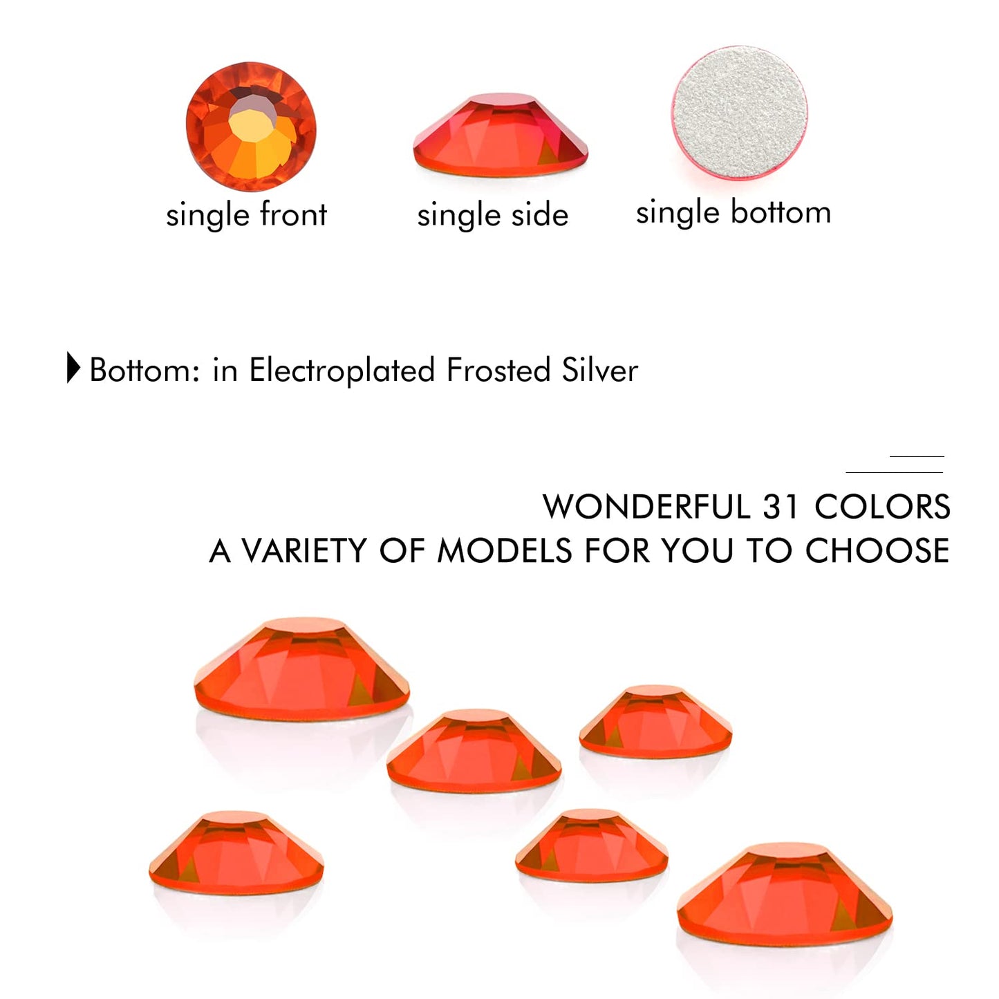 1440Pcs Orange Crystal Rhinestones,Glass Flatback Rhinestones Gemstones for Nail Face Makeup Art Crafts Clothes Decoration - (SS20,4.8mm,Orange)