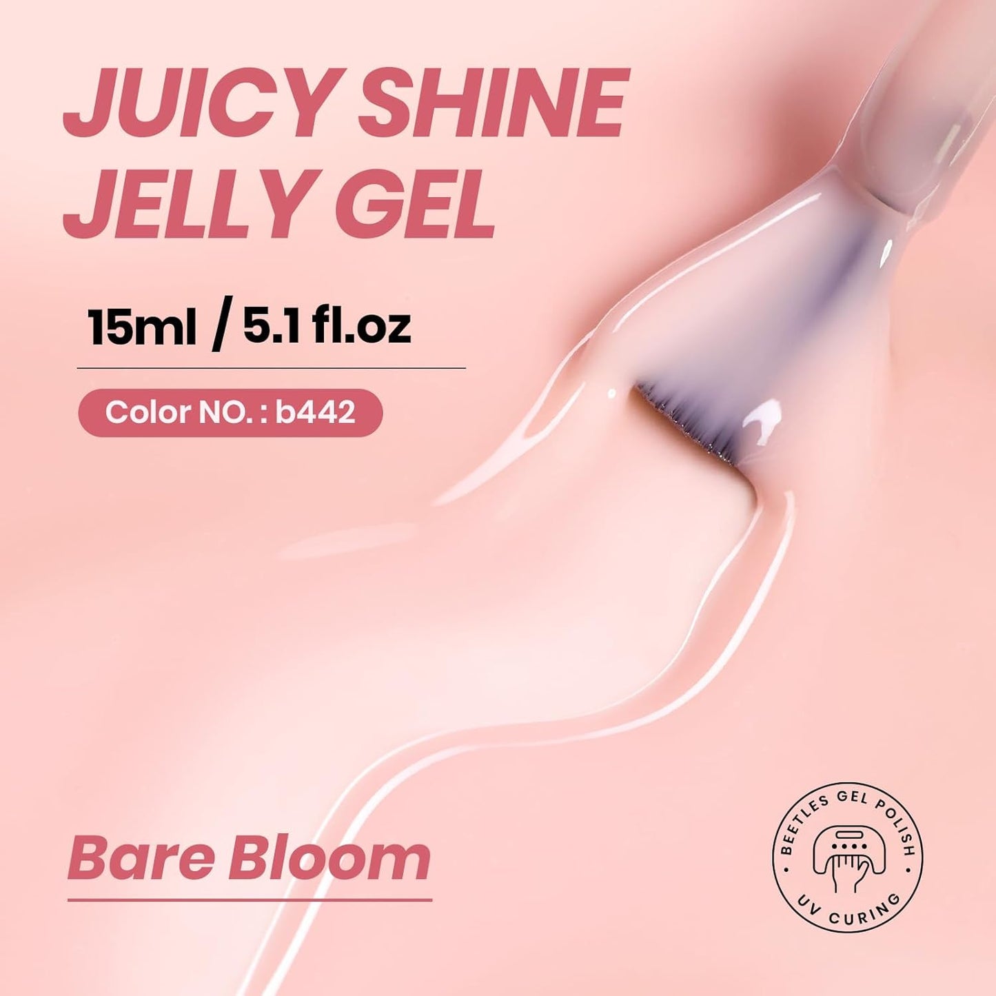 Beetles Nude Gel Nail Polish - 15ML Nude Pink Natural Gel Polish Nail Concealer Jelly Gel Nail Polish Soft Sheer Nail Polish Soak Off UV Nail Lamp French Nail Art Manicure Gift for Women