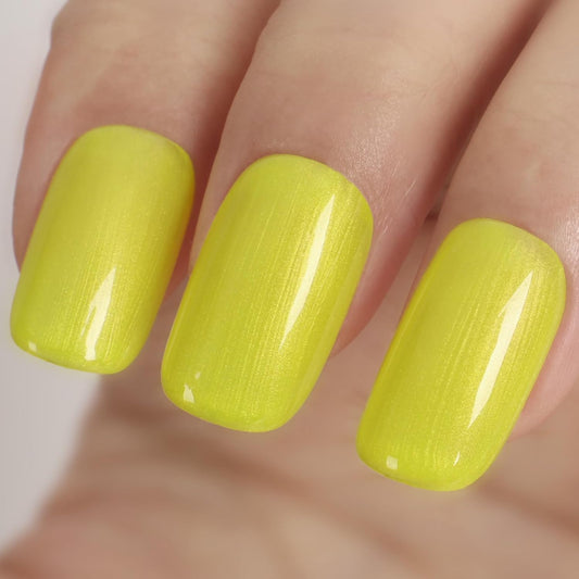 Lemon Yellow Pearl Gel Nail Polish,15ml UV/LED Lamp Soak Off Sparkly Shimmer Yellow Chrome Gel Polish for Manicure Salon or DIY Nail Art at Home- GP0095